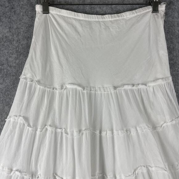 Kaktus Tiered Maxi Skirt Womens Small White Embellished Boho Cottage Gypsy Fairy - Picture 2 of 16